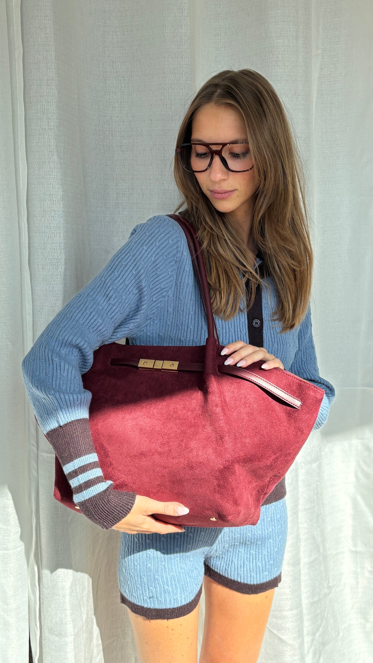 Bolso de hombro BRIELLE BIG EN ANTE SINTÉTICO - BURDEOS