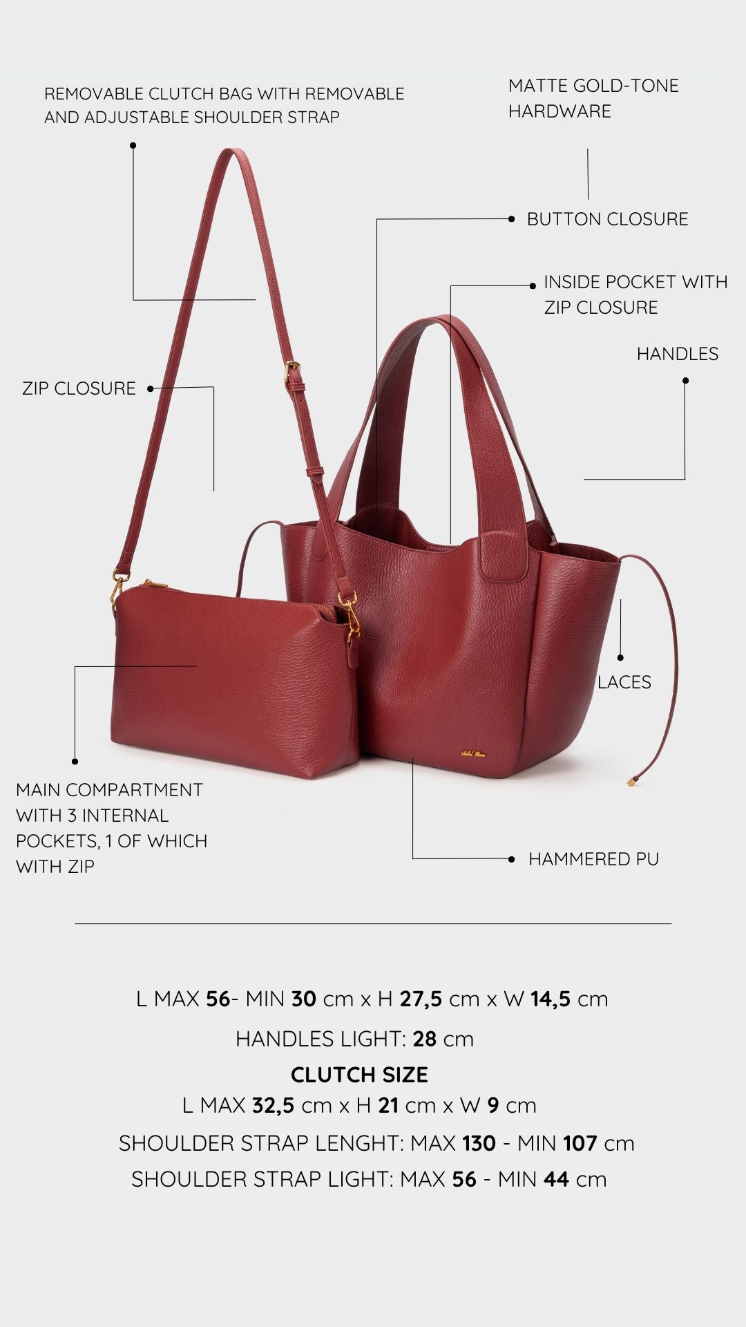 Borsa a spalla NEW MELISSA - DARK RED