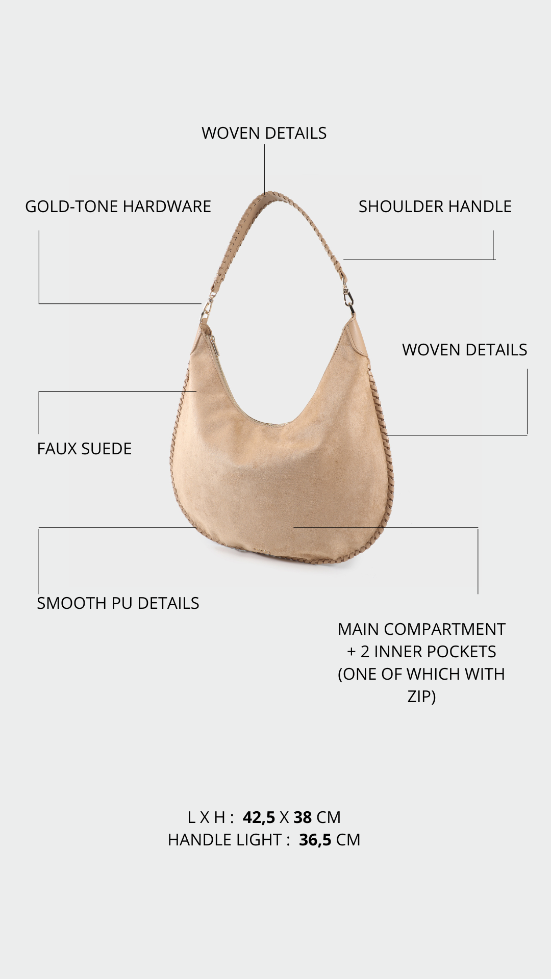 BORSA A SPALLA AURORA - BEIGE