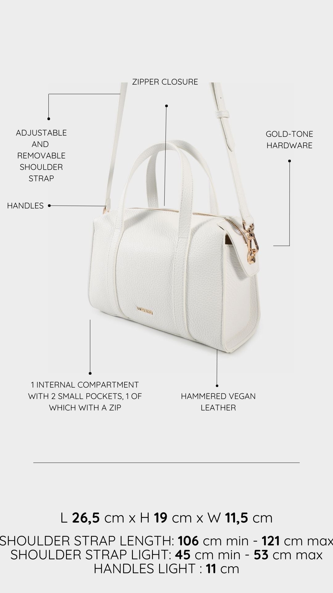 Borsa bauletto ELLEN - WHITE