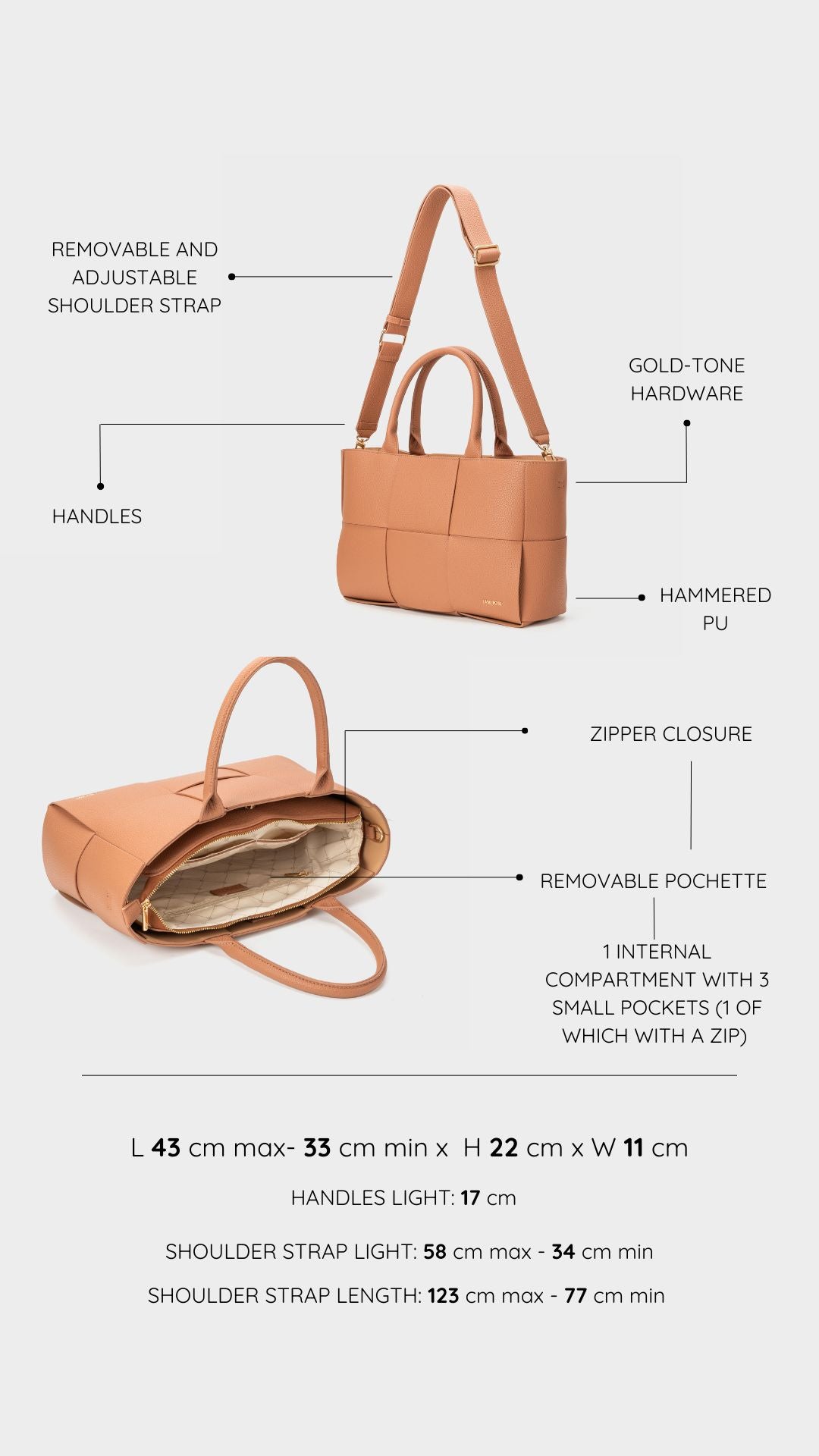 Borsa a mano ROSY - SOFT BROWN