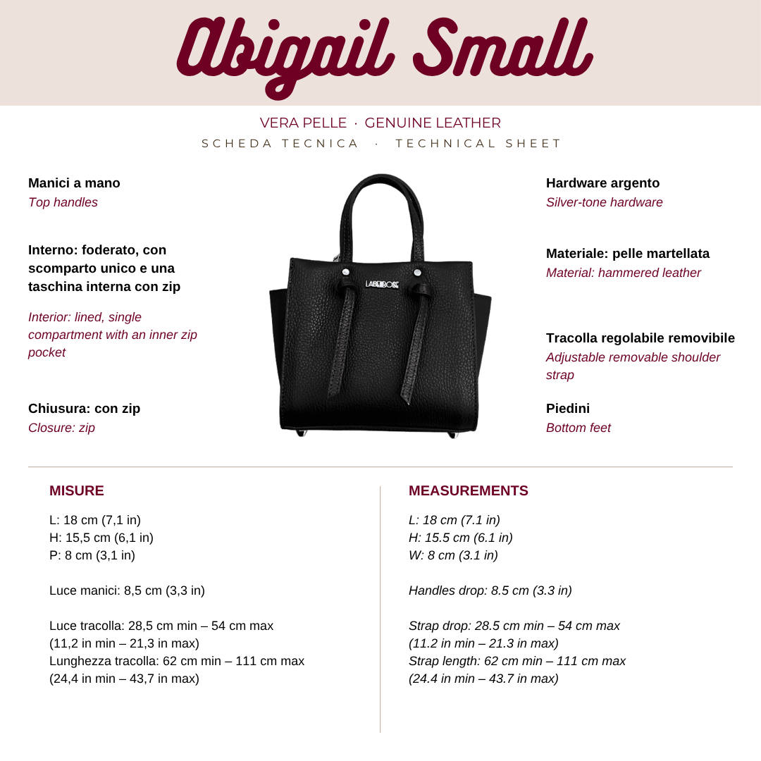ABIGAIL SMALL genuine leather handbag - BLACK SILVER