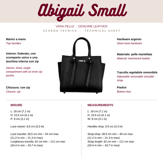 Borsa a mano ABIGAIL SMALL vera pelle - BLACK SILVER