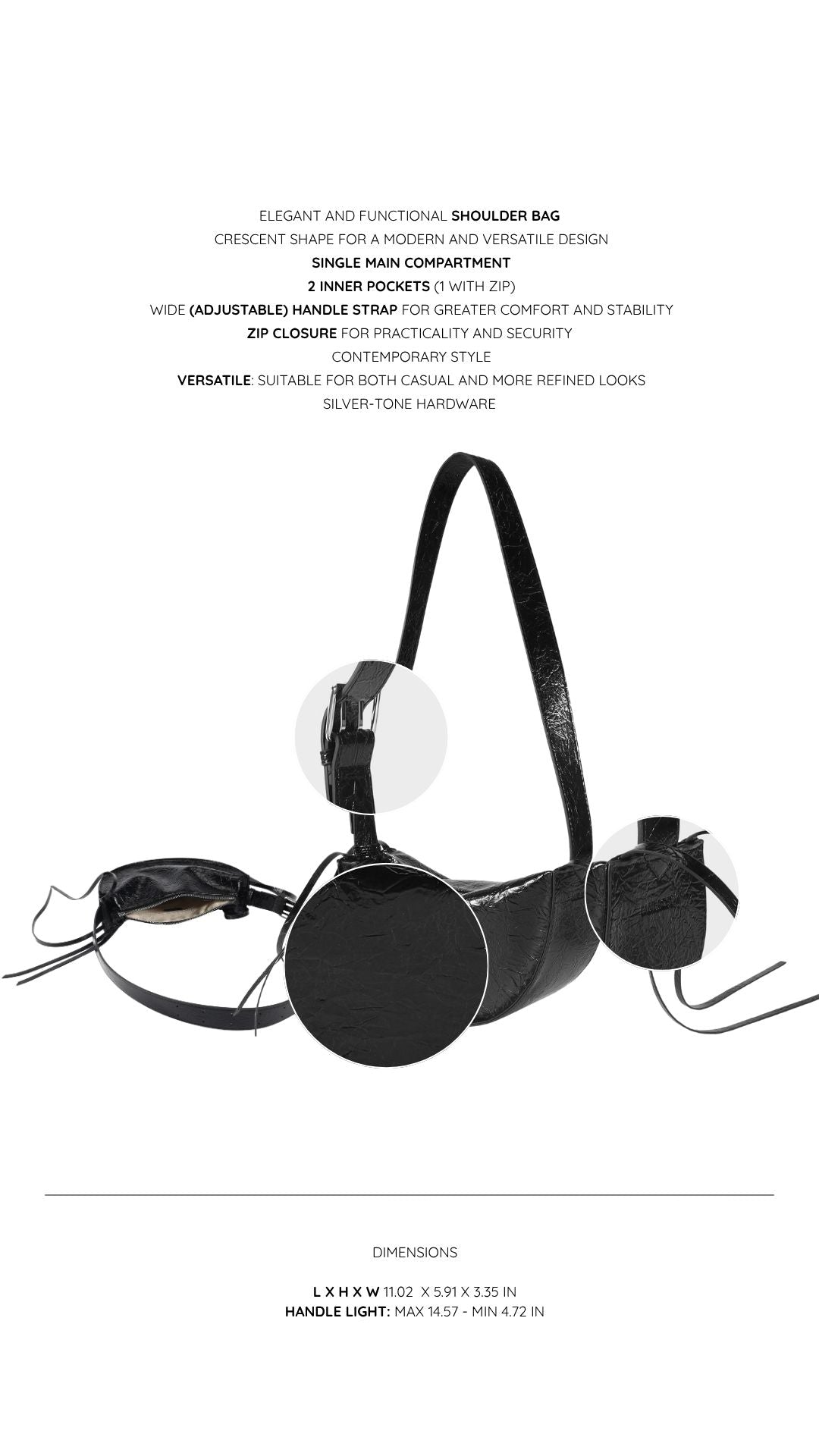 Borsa a spalla EMILY - BLACK SILVER (PREVENDITA)