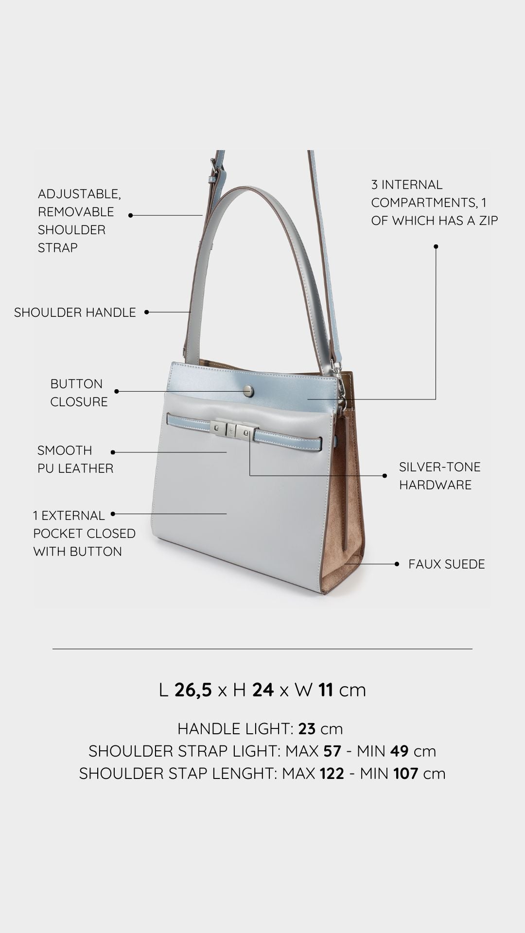 Borsa a spalla GRACE 5.0 - LIGHT BLUE