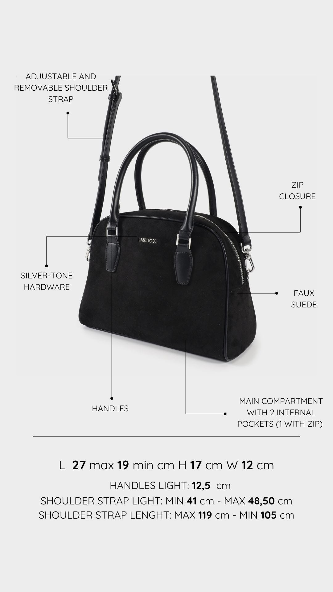 Borsa a tracolla DIANA   - NERO
