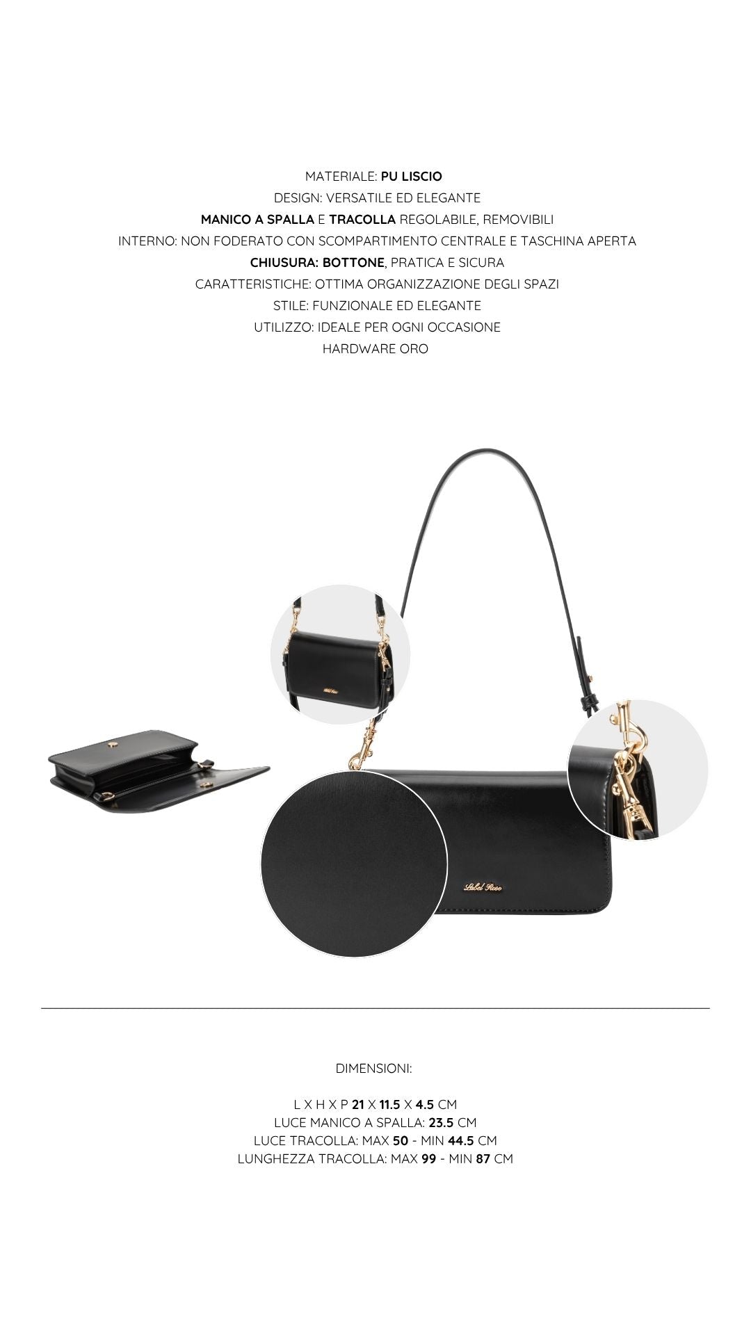 Borsa a spalla NICOLE - BLACK - senza imballaggio originale