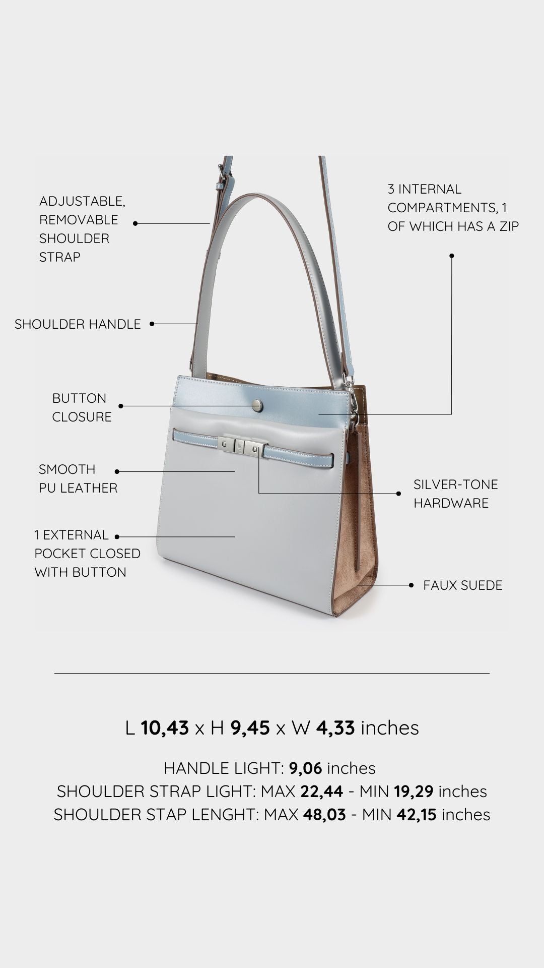 Borsa a spalla GRACE 5.0 - LIGHT BLUE