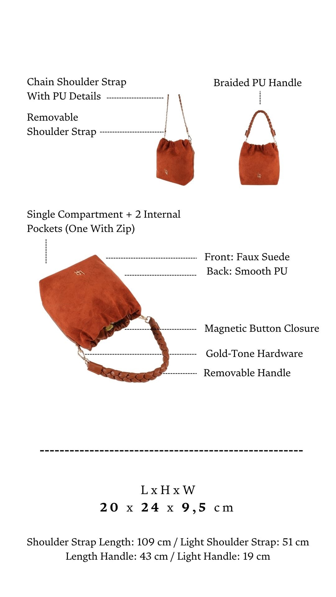 Borsa a secchiello MATILDE SUEDE - LIGHT BROWN