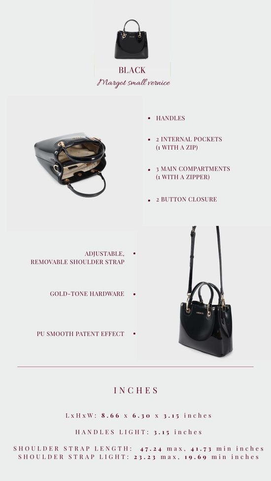 Borsa a mano MARGOT SMALL VERNICE - BLACK