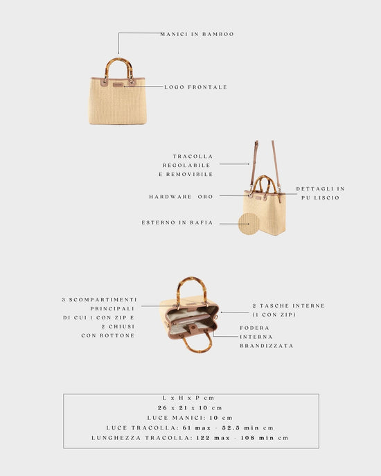 Borsa a mano MARGOT BIG BAMBOO  LE - SAND BEIGE