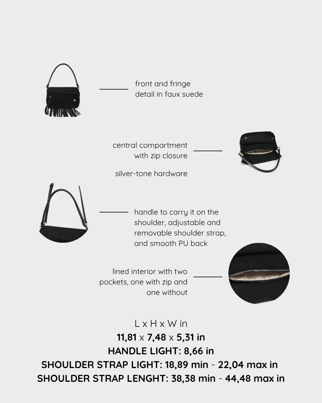 MEREDITH Shoulder Bag - BLACK SILVER
