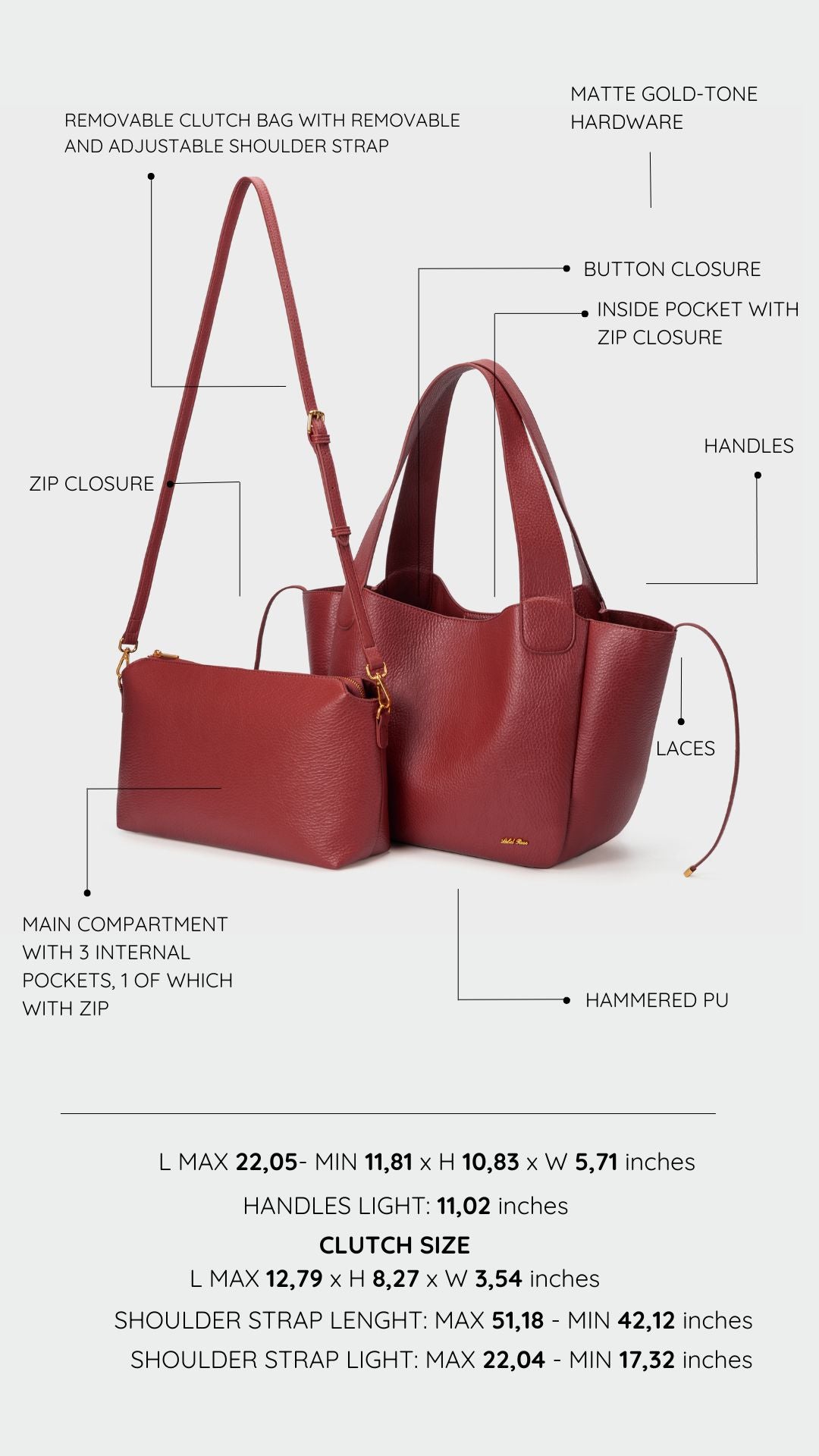 Borsa a spalla NEW MELISSA - DARK RED