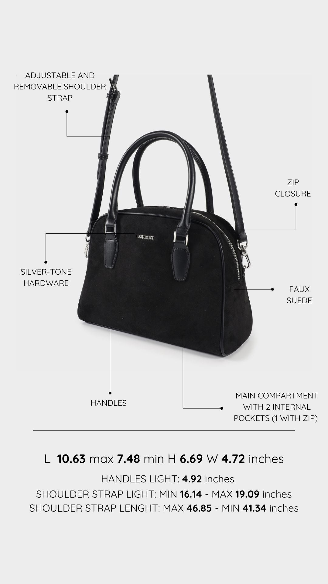 Borsa a tracolla DIANA   - NERO