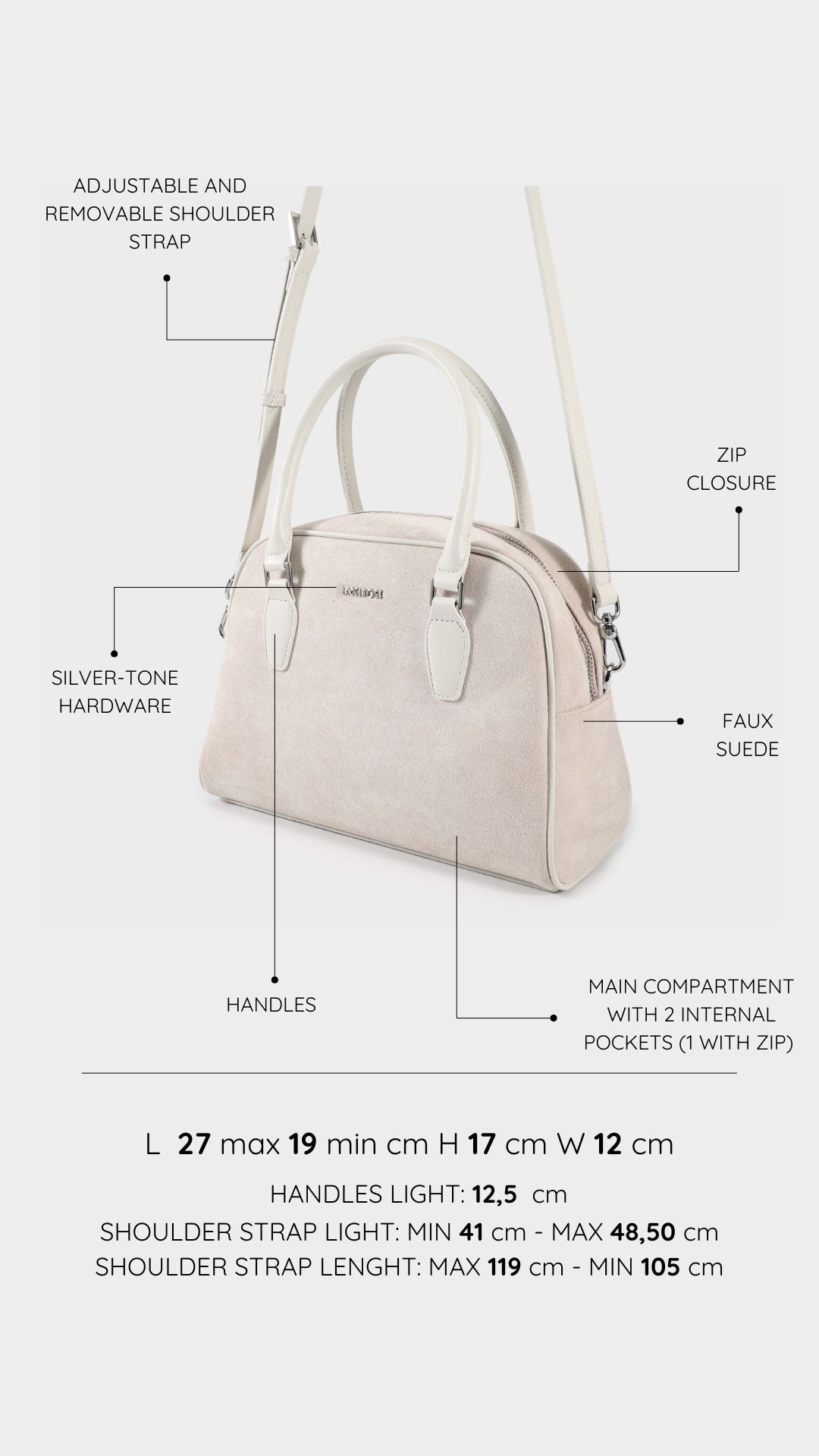 Borsa a tracolla DIANA   - OFF WHITE