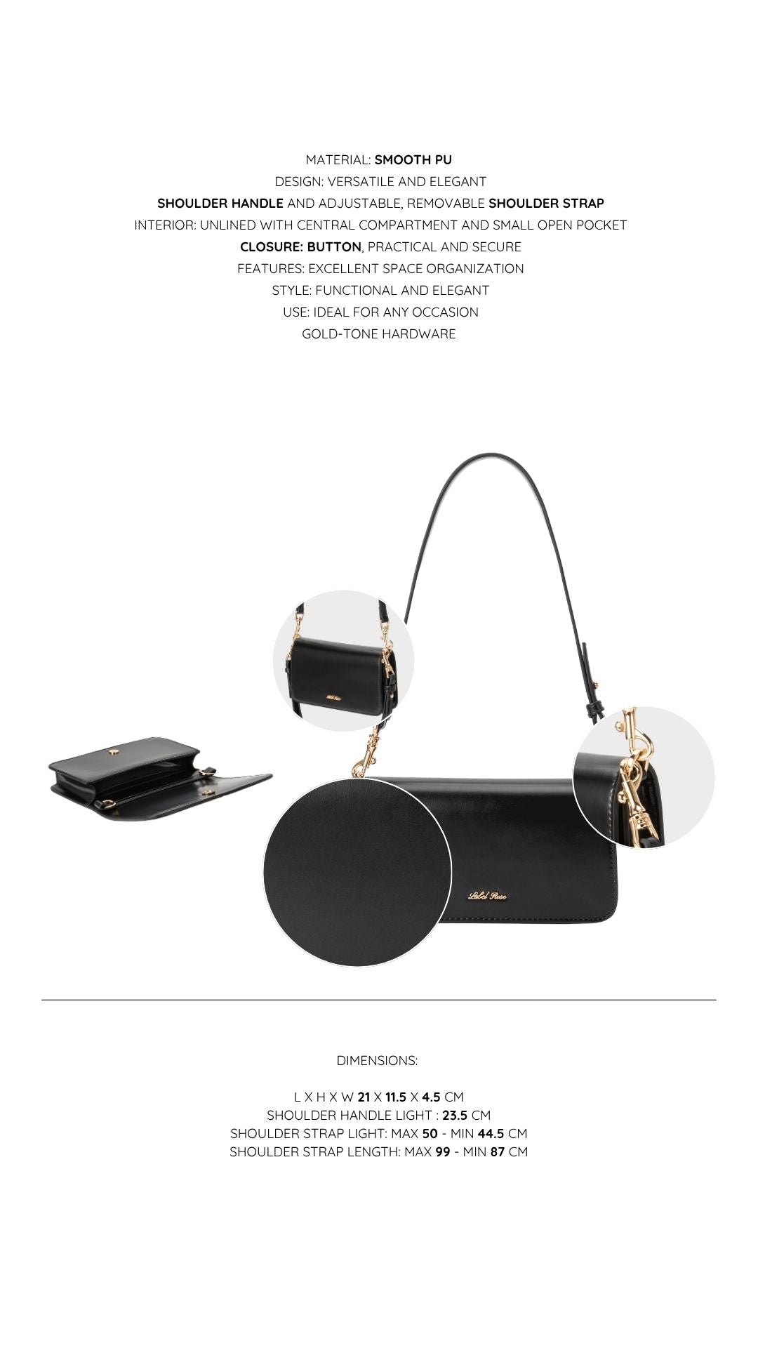 Borsa a spalla NICOLE - BLACK - senza imballaggio originale