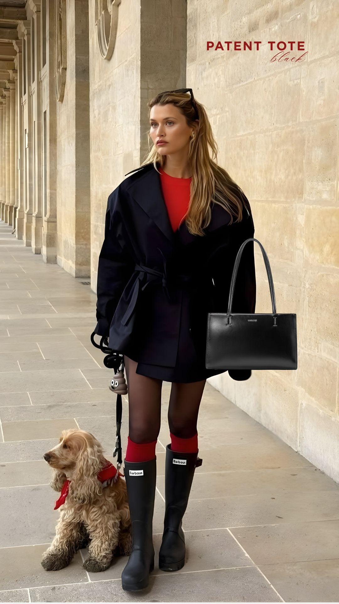 Borsa a spalla PATENT TOTE - BLACK