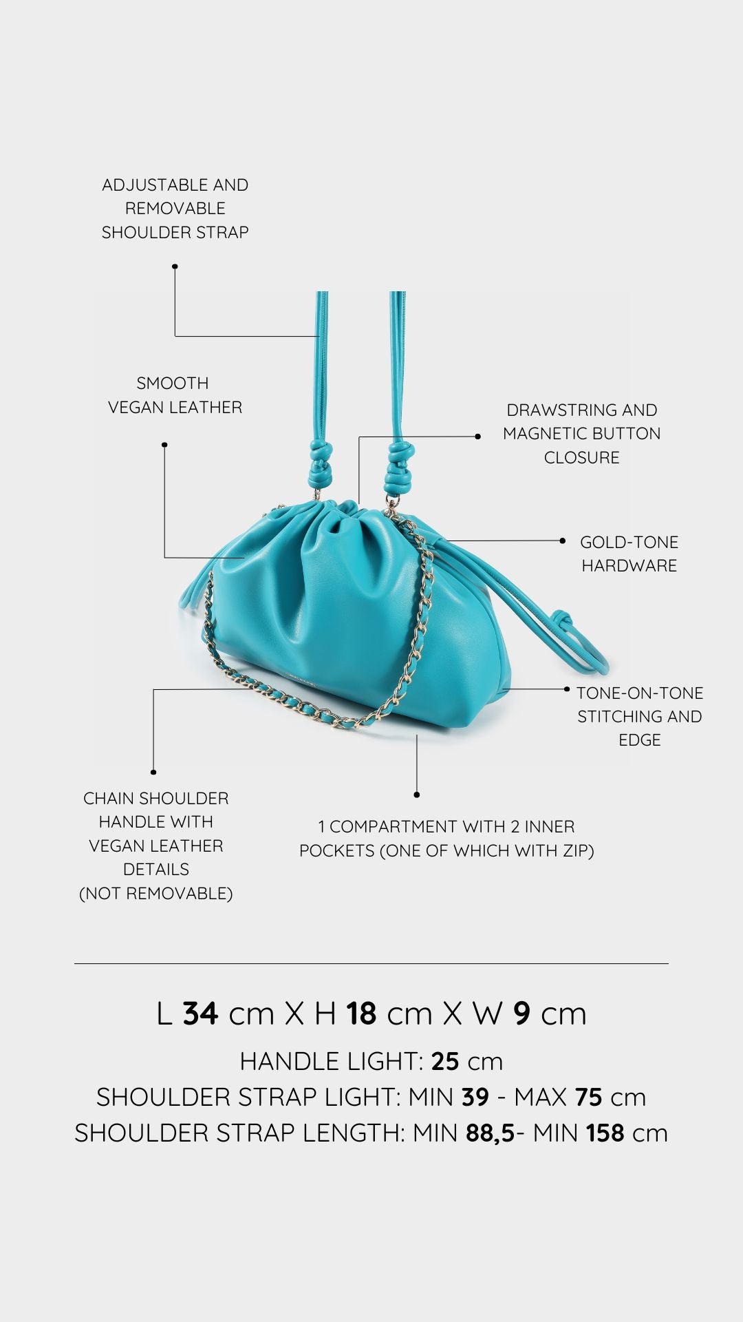 Borsa a tracolla JUDY - TURQUOISE