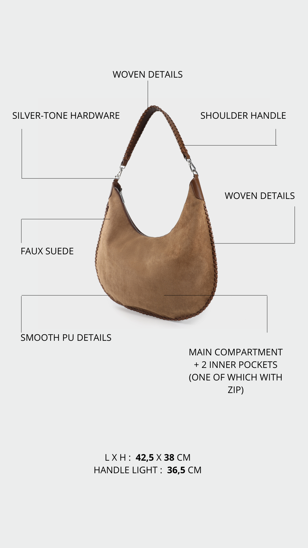 BORSA A SPALLA AURORA - TAUPE