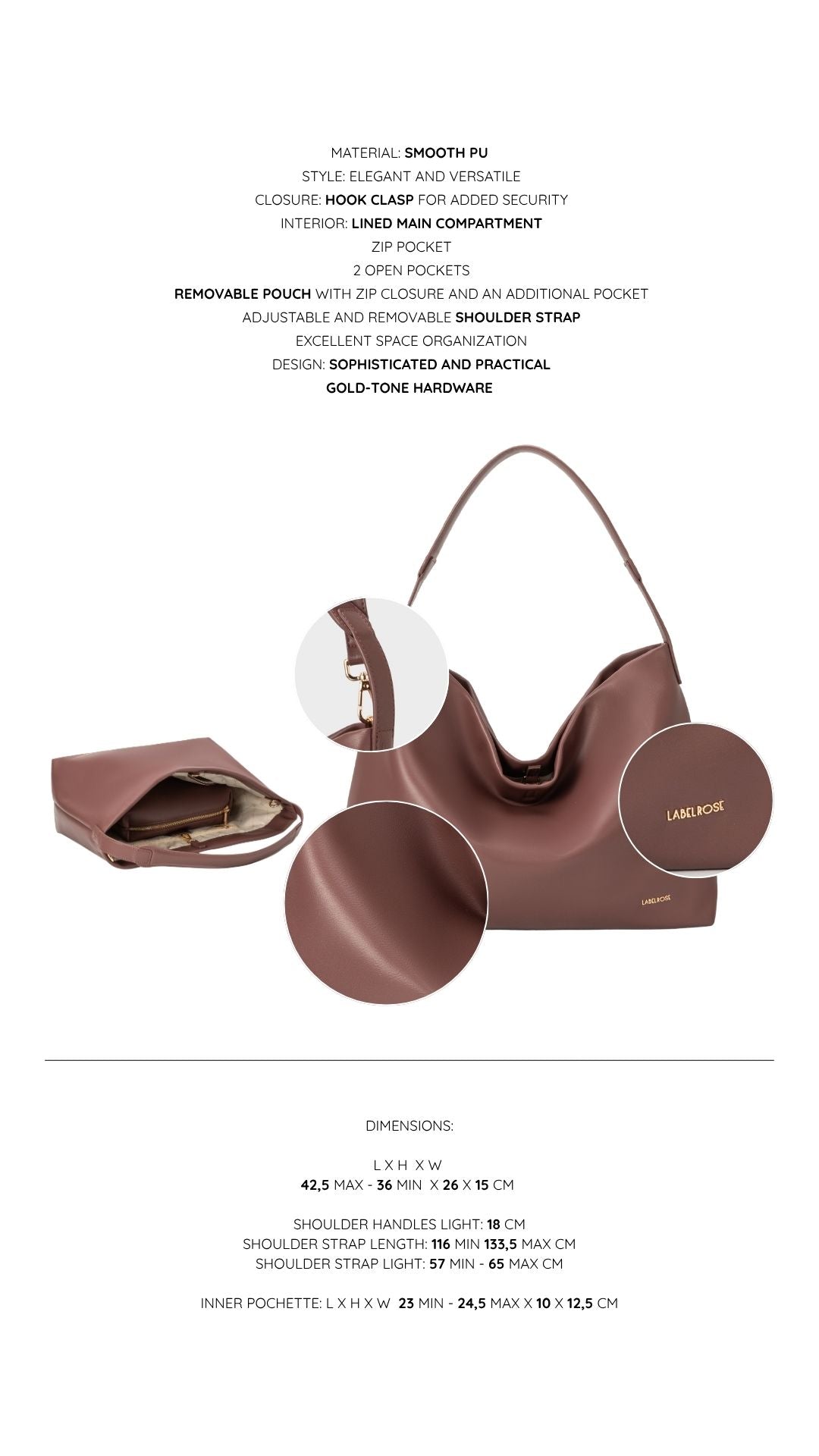 Shopper bag RUBY - PURPLE BROWN