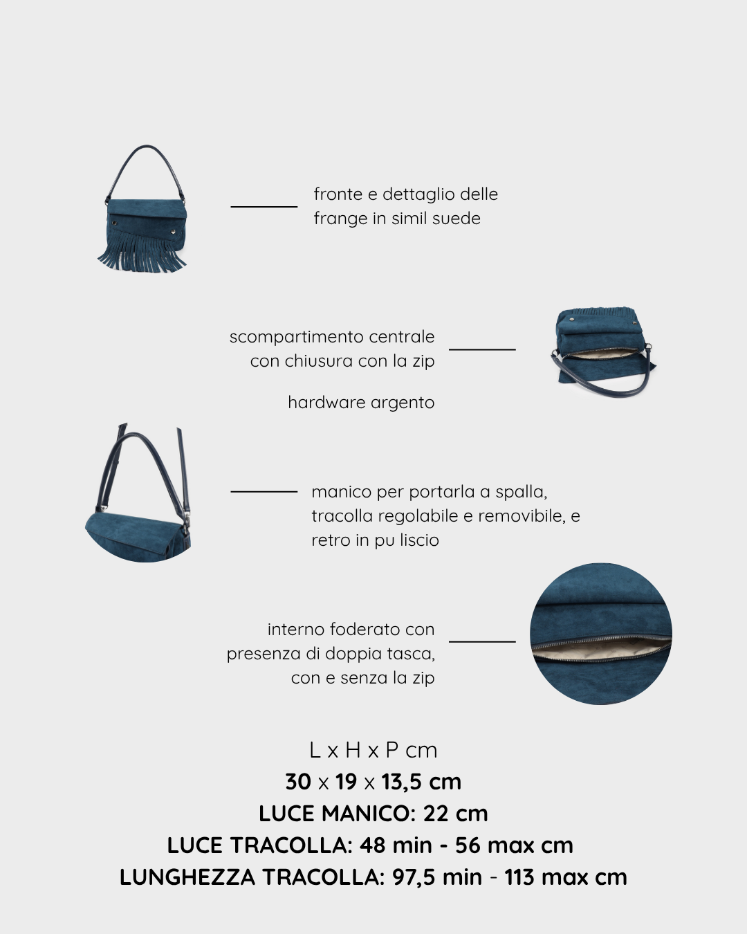 Bolso de hombro MEREDITH - AZUL VERDOSO