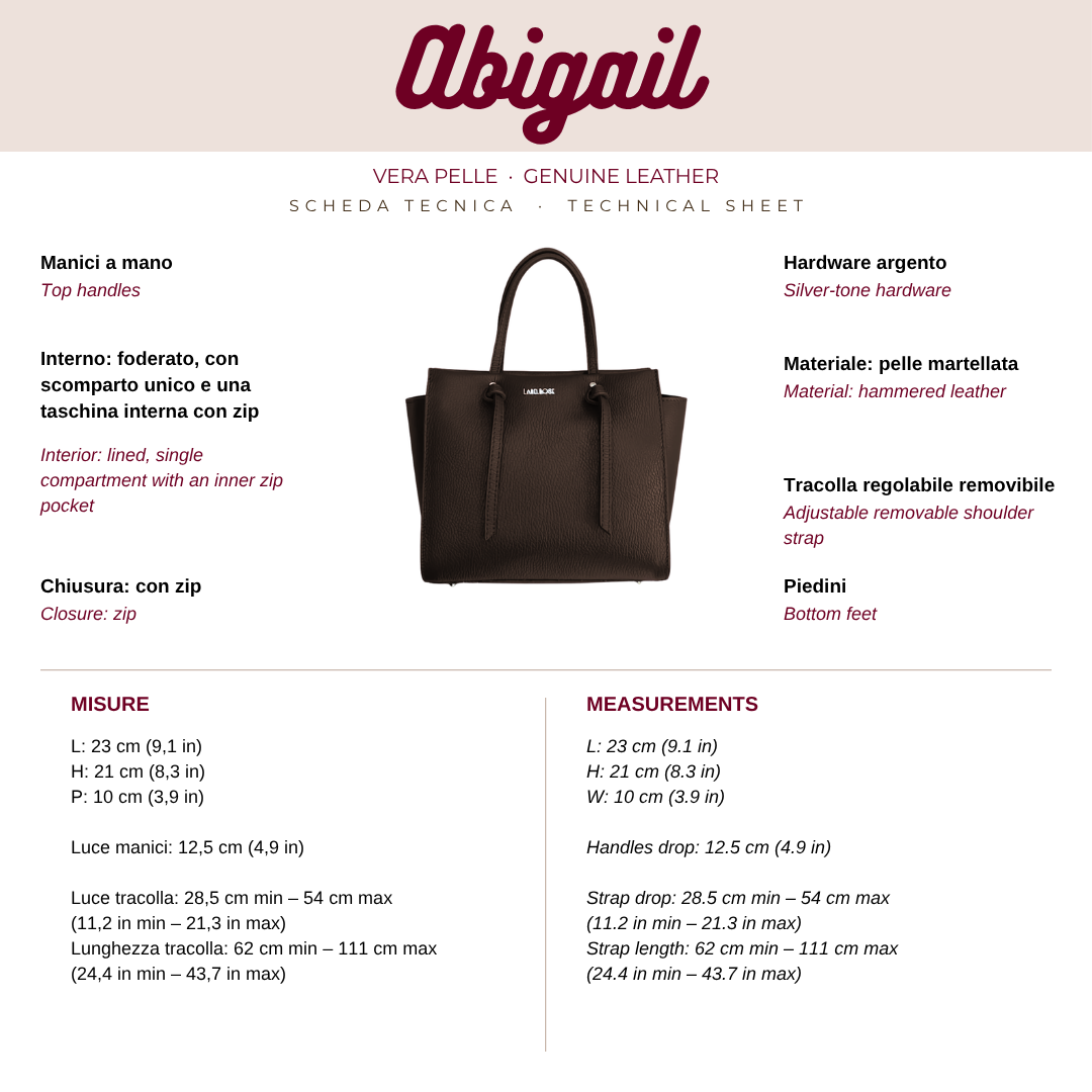 Borsa a mano ABIGAIL vera pelle - DARK BROWN