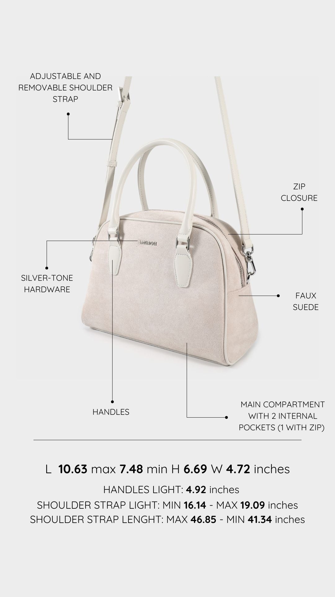 Borsa a tracolla DIANA   - OFF WHITE