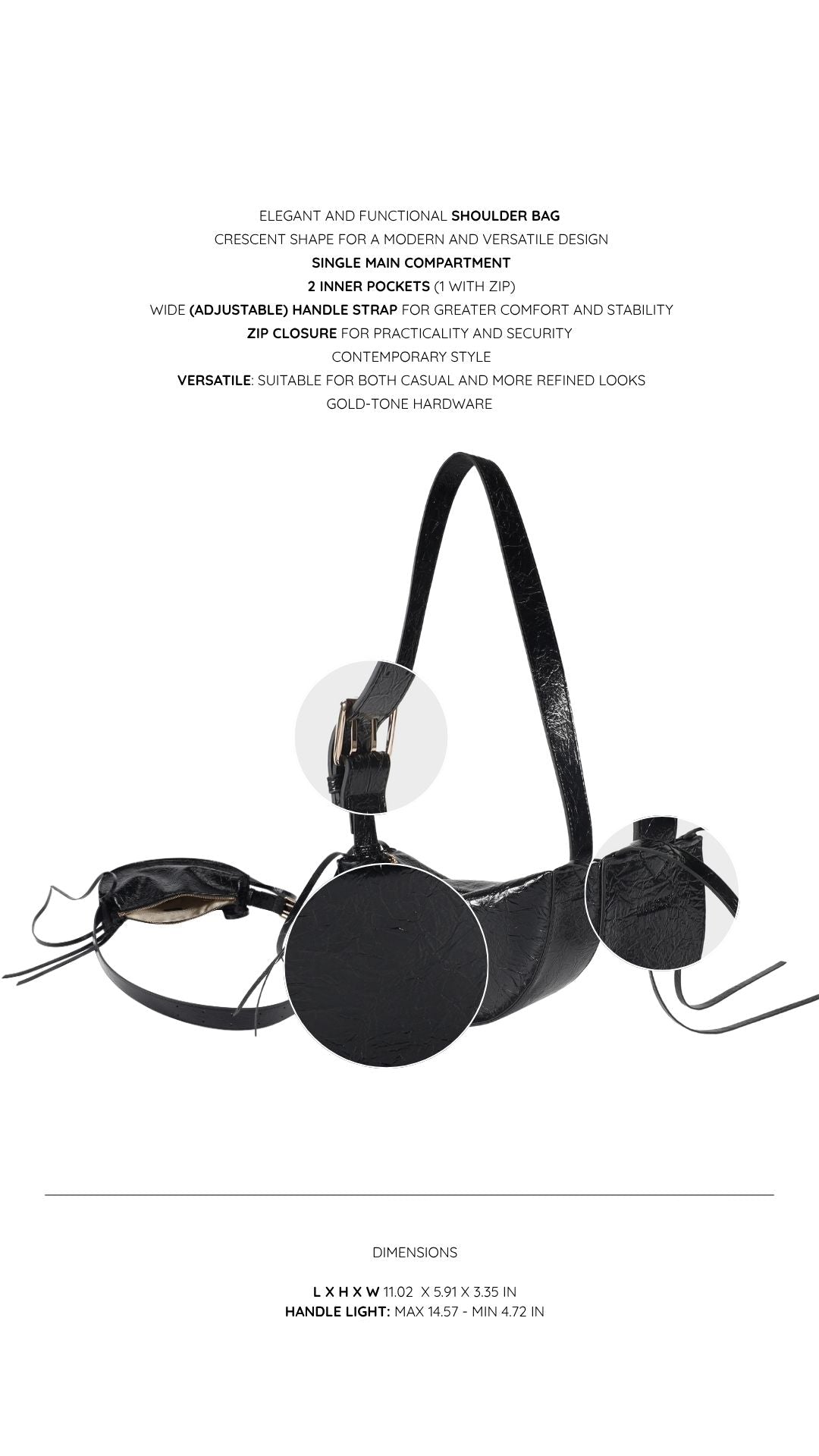 Borsa a spalla EMILY - BLACK GOLD (PREVENDITA)