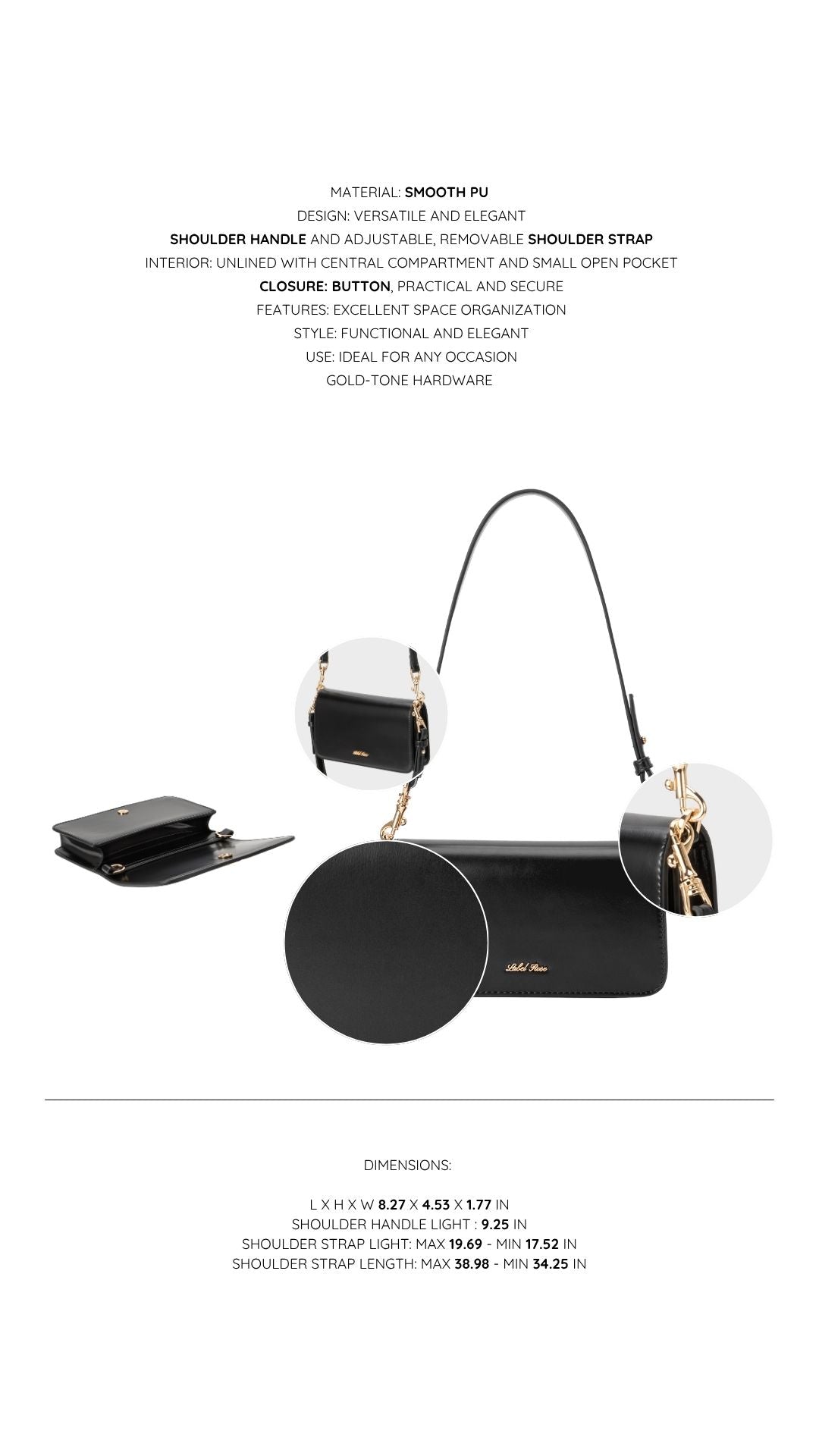 Borsa a spalla NICOLE - BLACK - senza imballaggio originale