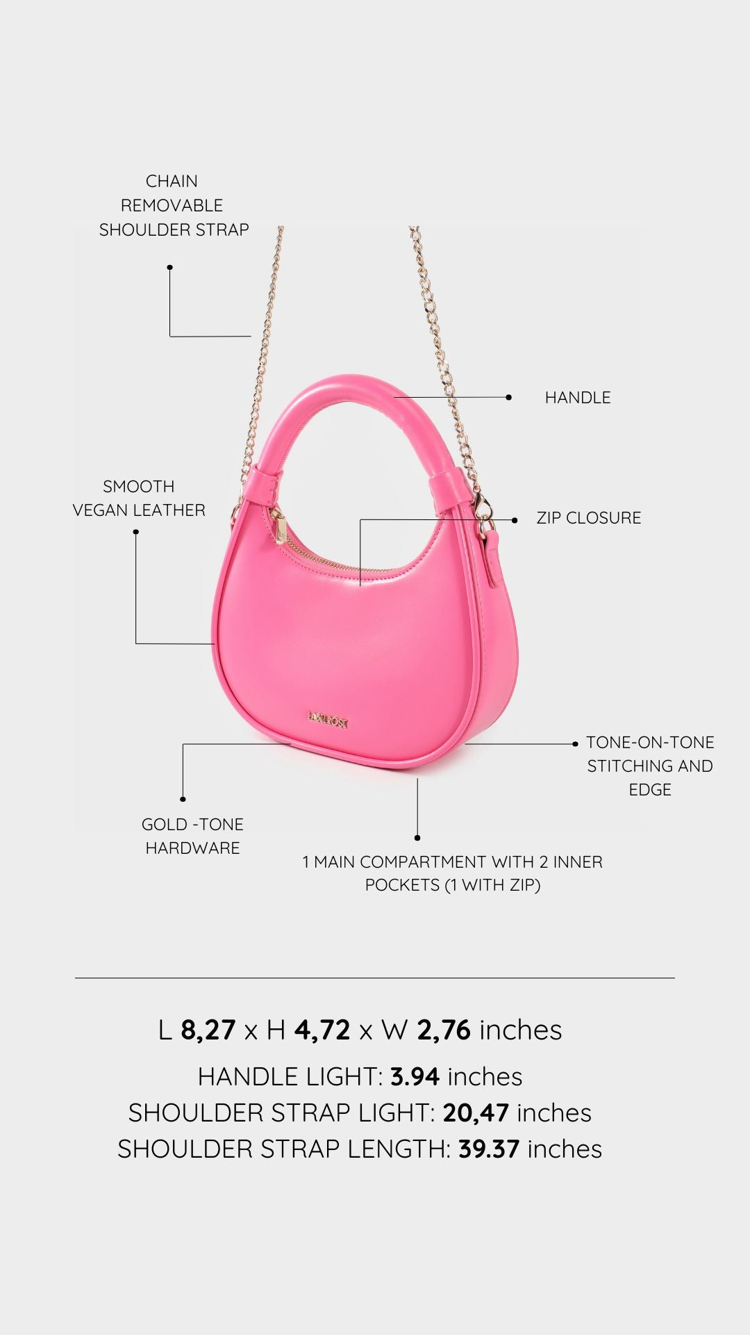 Mini bag a mano LADY - HOT PINK