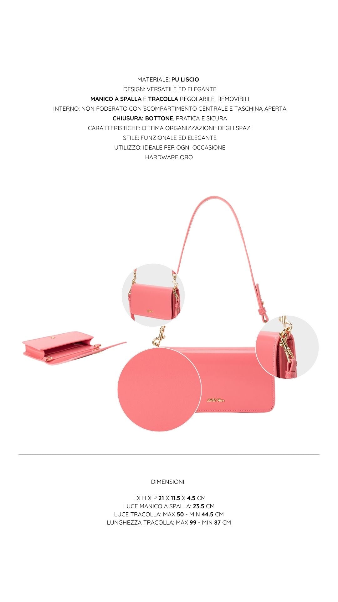 Bolso de hombro NICOLE - ROSA CARAMELO