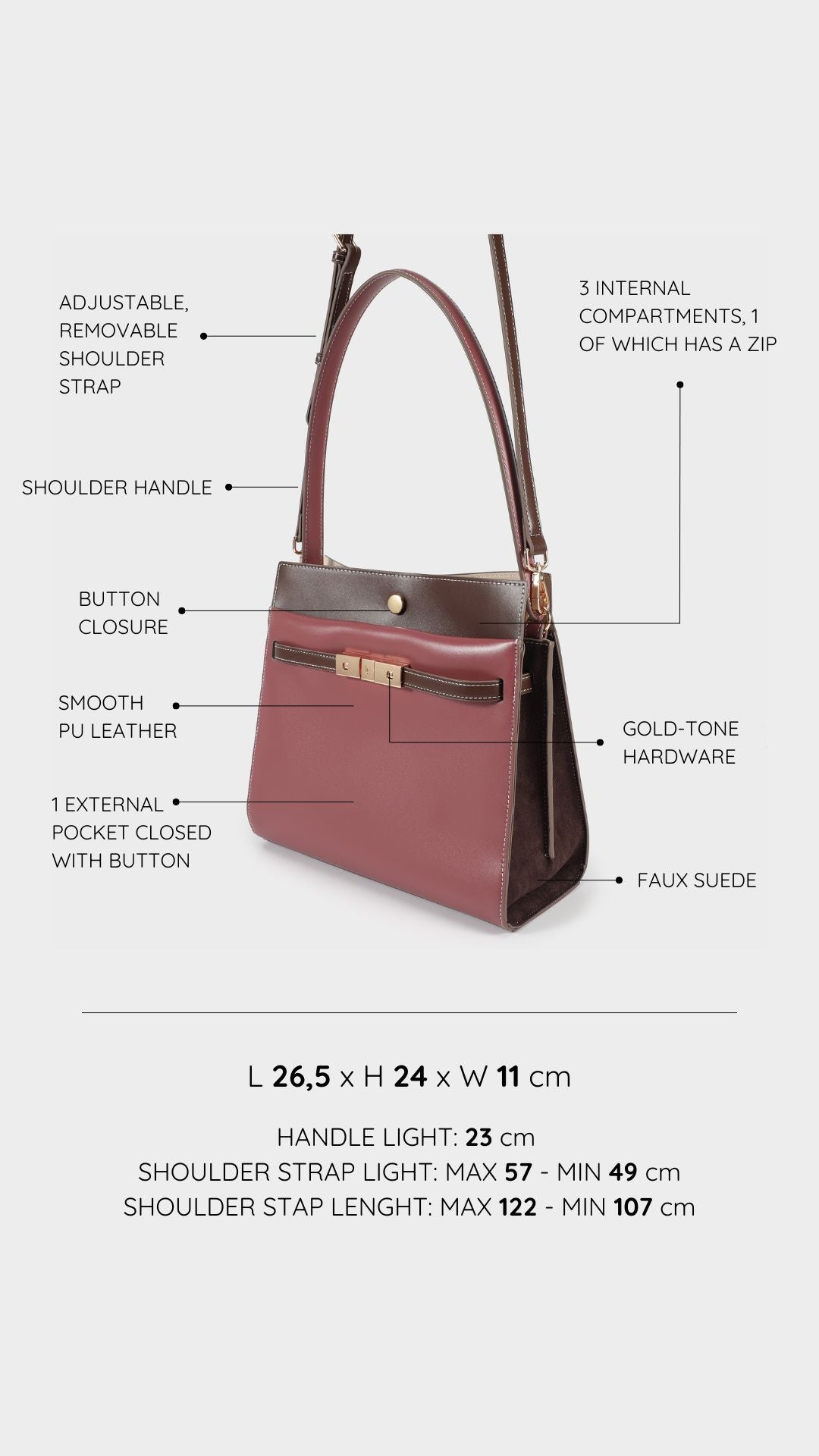 Borsa a spalla GRACE 5.0 - MAUVE