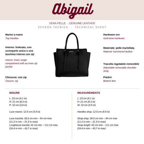 Bolso de mano ABIGAIL de piel auténtica - BLACK GOLD
