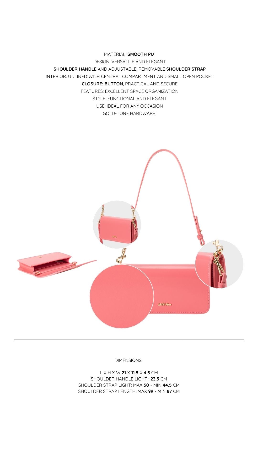 Bolso de hombro NICOLE - ROSA CARAMELO