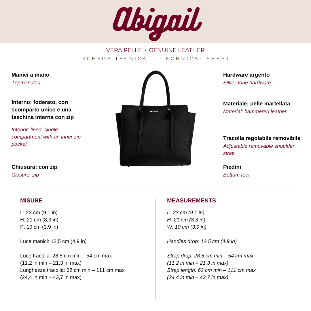 ABIGAIL genuine leather handbag - BLACK SILVER