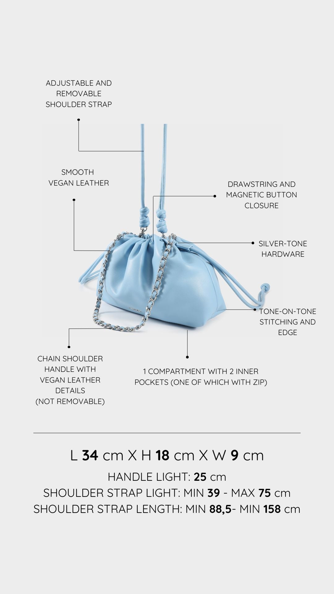 Borsa a tracolla JUDY - LIGHT BLUE