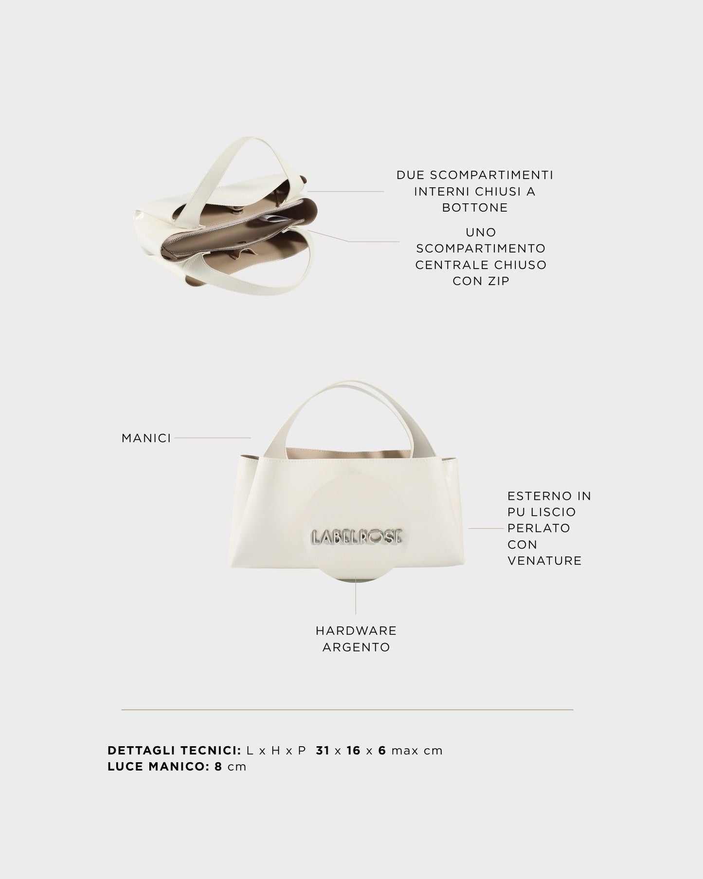 Borsa a mano IVORY SMALL - GLOSSY WHITE