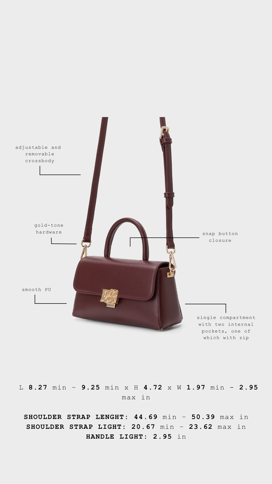 Borsa a mano RENEÉ- BURGUNDY