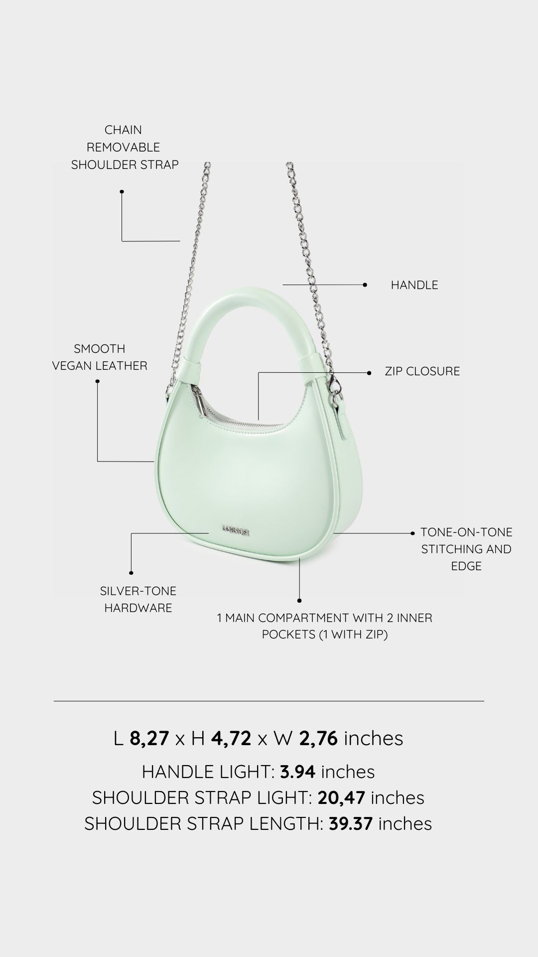 Mini bag a mano LADY - ICY SAGE
