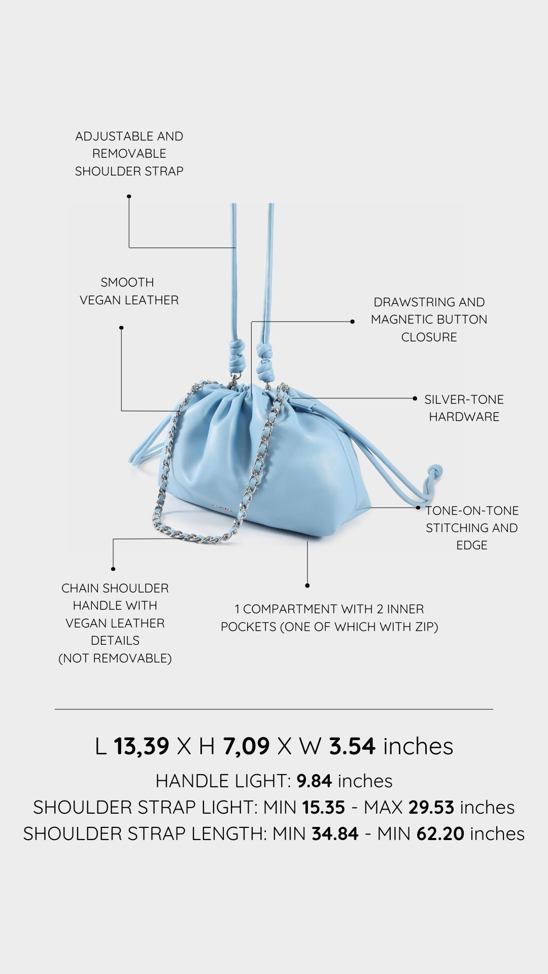 Borsa a tracolla JUDY - LIGHT BLUE