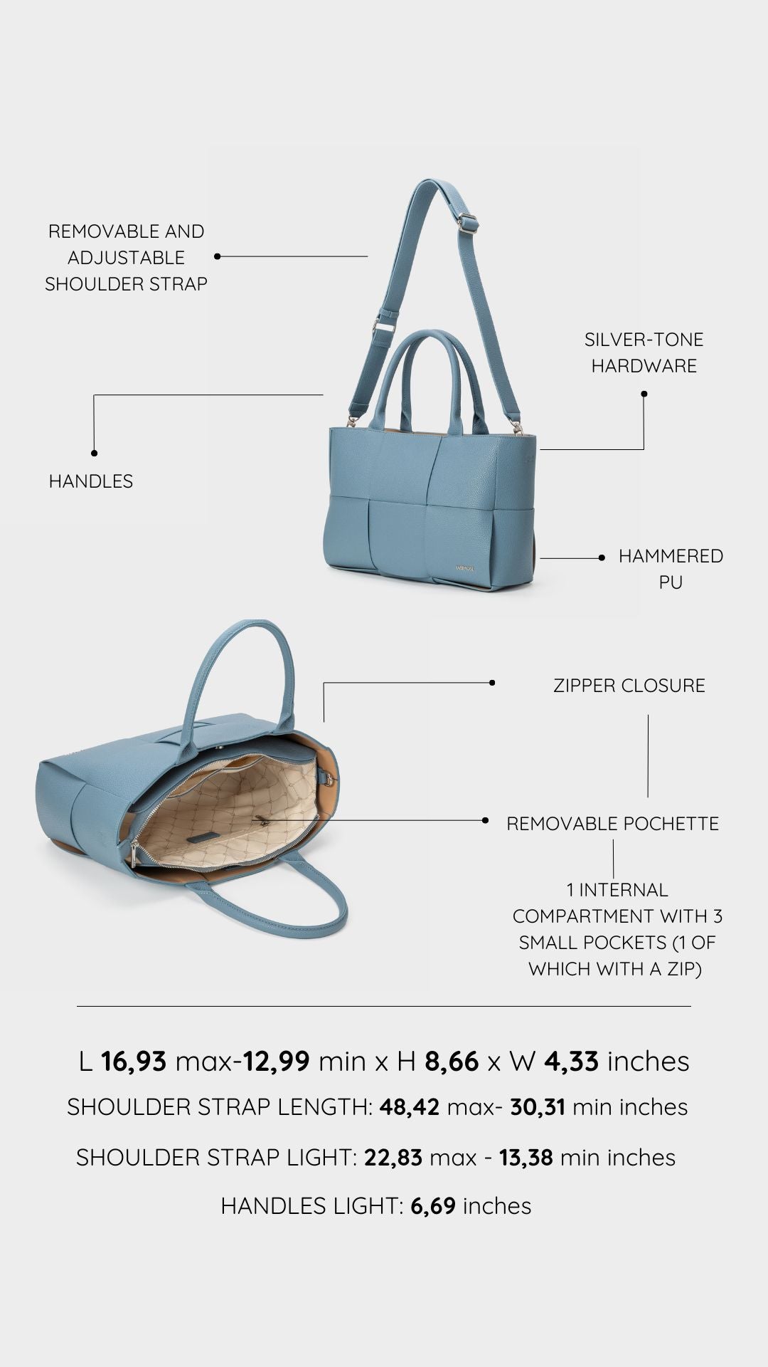 Borsa a mano ROSY - SILK BLUE