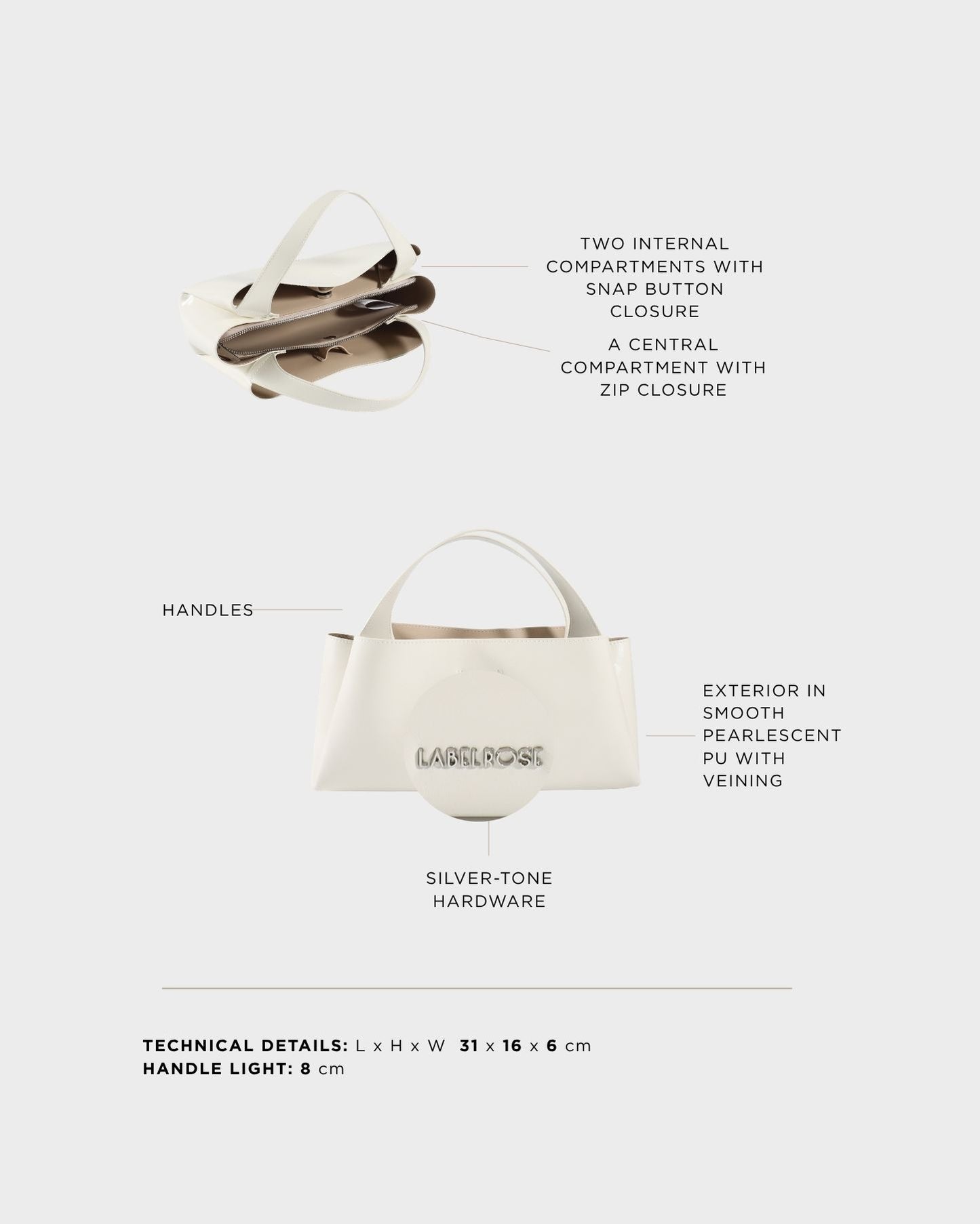Borsa a mano IVORY SMALL - GLOSSY WHITE