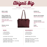 Borsa a mano ABIGAIL BIG vera pelle - BURGUNDY