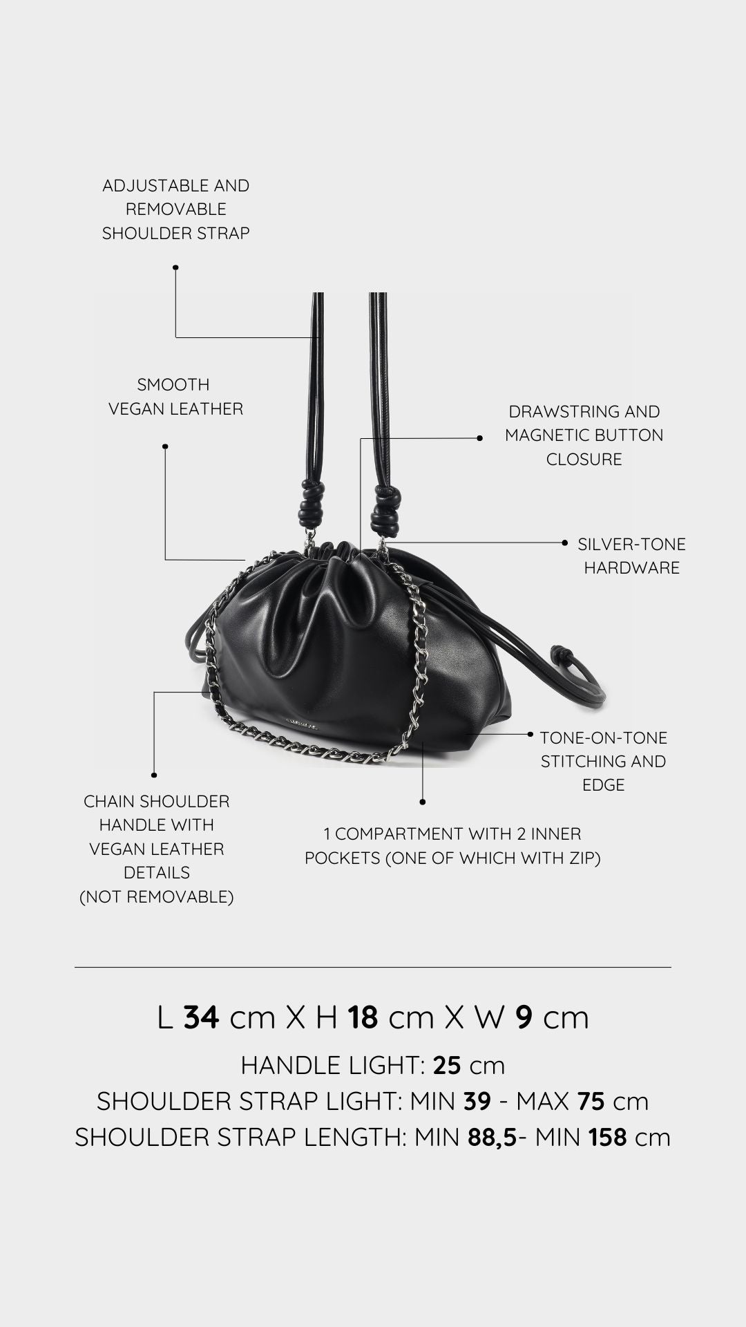 Borsa a tracolla JUDY - BLACK