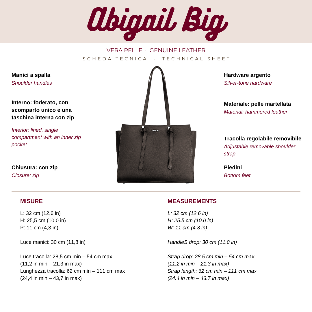 Borsa a mano ABIGAIL BIG vera pelle - DARK BROWN