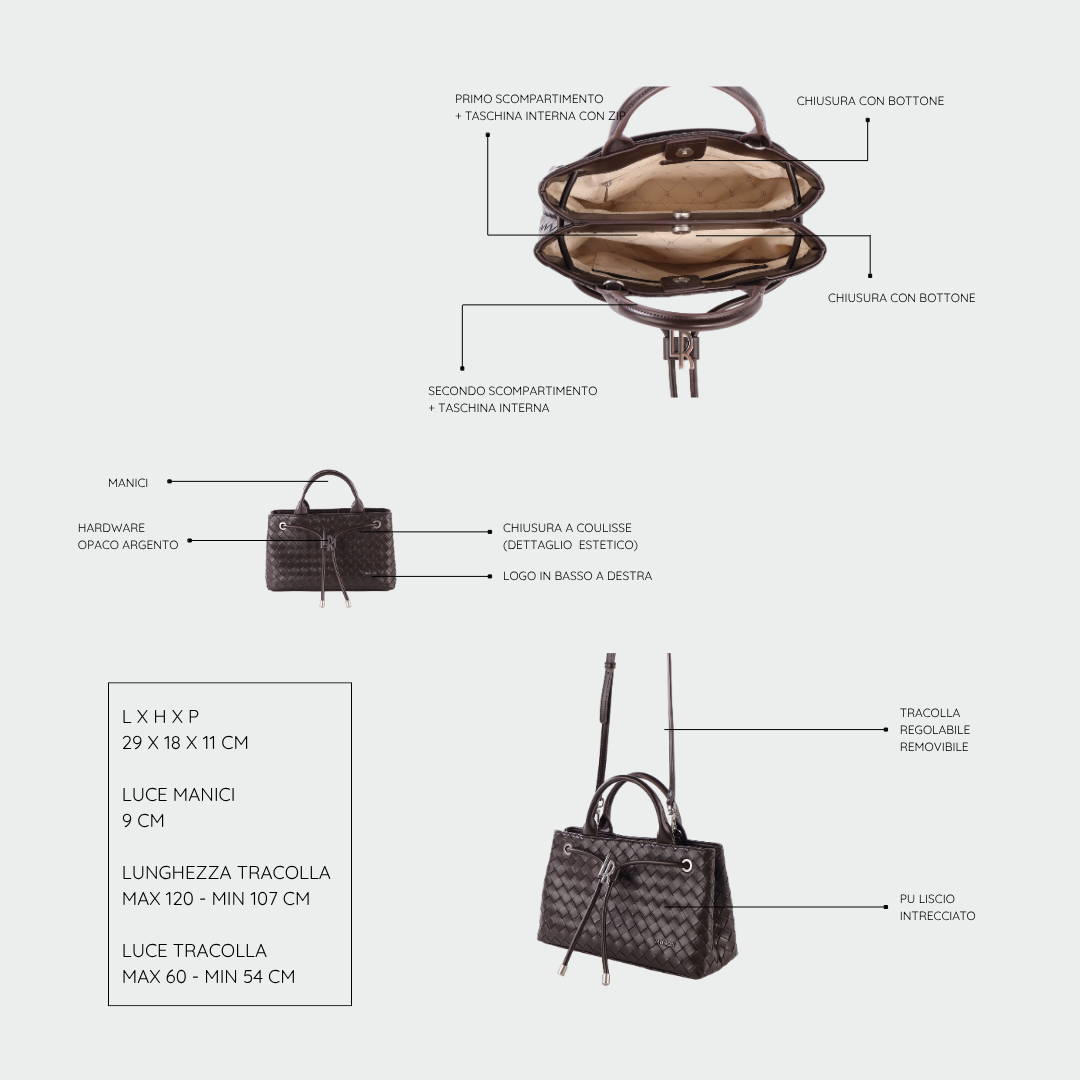 Borsa a mano MEGAN - DARK BROWN ESPRESSO