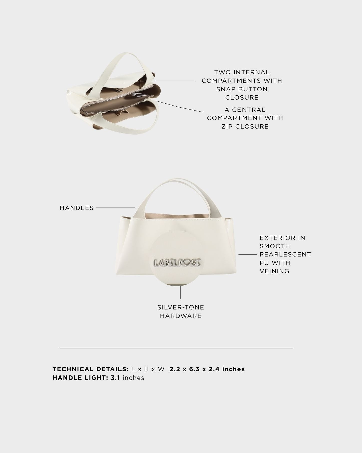 Borsa a mano IVORY SMALL - GLOSSY WHITE