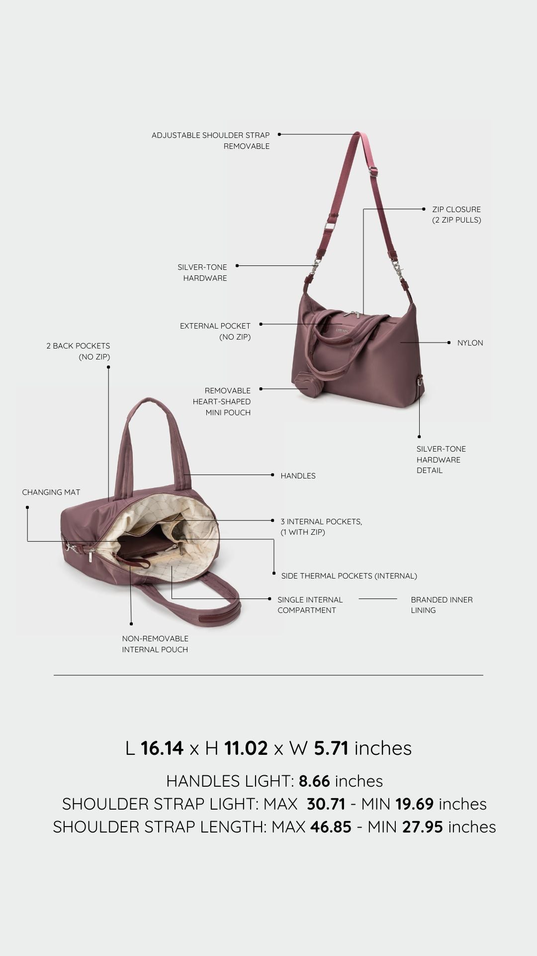 Borsa organizer MOMMY BAG - DARK MAUVE