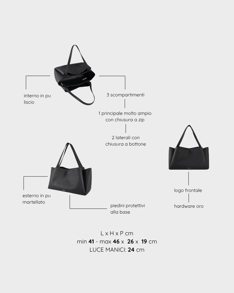 Borsa a spalla IVORY - BLACK GOLD MANHATAN