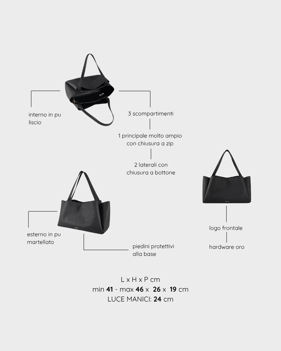 Borsa a spalla IVORY - BLACK GOLD MANHATAN